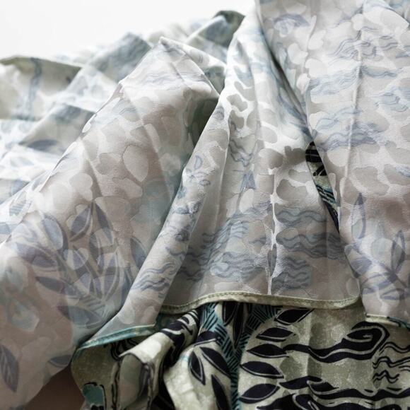 SALONI Fleur E Green Floral Printed Satin Open-Back Midi Dress - Size 2 - Picture 9 of 11